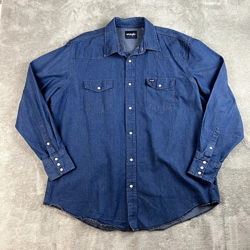 Wrangler Pearl Snap Button‎ Down Shirt Mens 2X Tall Western Cowboy Rodeo